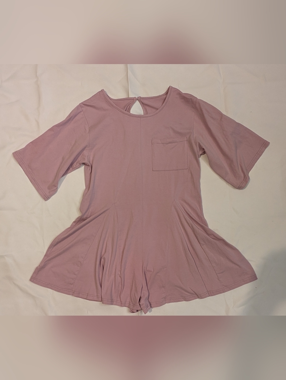 Rose Pink Cotton Stretch Romper, NWOT, Small